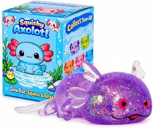 Axolotl Squishy Stress Ball, Soft TPR Slow Rising Squeeze Toy, Cute Axolotl Fidget Toy for Stress Relief, Anxiety Calming Sensory Toy for Kids Adults(Six Corners) in Saudi Arabia