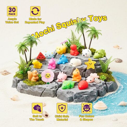 30 Pack Mochi Squishy Toys, Cute Mini Squishies Party Favors for Kids 3-5 4-8 8-12 Boys Girls, Classroom Treasure Box Prizes, Easter, Goodie Bag Stuffers, Stress Relief Sensory Fidget Toys in Saudi Arabia