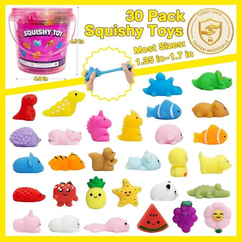 30 Pack Mochi Squishy Toys, Cute Mini Squishies Party Favors for Kids 3-5 4-8 8-12 Boys Girls, Classroom Treasure Box Prizes, Easter, Goodie Bag Stuffers, Stress Relief Sensory Fidget Toys in Saudi Arabia
