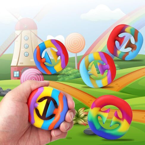 4 Pack Stress Relief Snapper Fidget Toy,Hand Grip Squeeze Grab Snap Sensory Toys, Party Popper Noise Maker Gift, Stress Relief Desk Office Gadget Novelty Finger Toy（Multicolor-Random Color） in Saudi Arabia