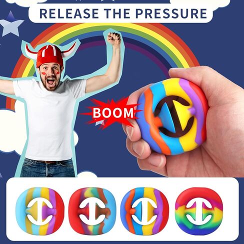 4 Pack Stress Relief Snapper Fidget Toy,Hand Grip Squeeze Grab Snap Sensory Toys, Party Popper Noise Maker Gift, Stress Relief Desk Office Gadget Novelty Finger Toy（Multicolor-Random Color） in Saudi Arabia