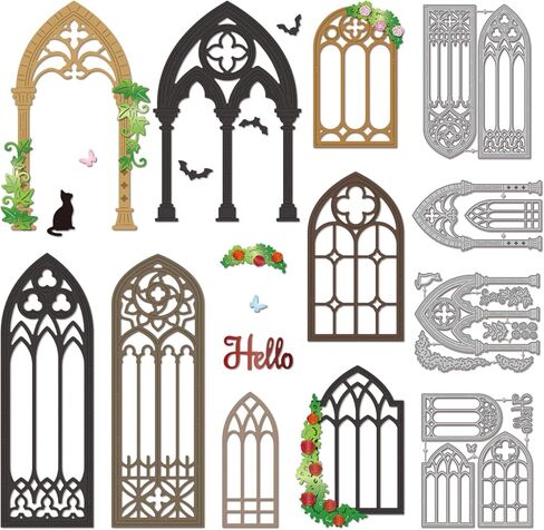 GLOBLELAND Gothic Arch Window Die Cuts Western Church Wedding Arch Door Cutting Dies for DIY Scrapbooking Paper Card Making Album Art Craft Decoration in Kuwait
