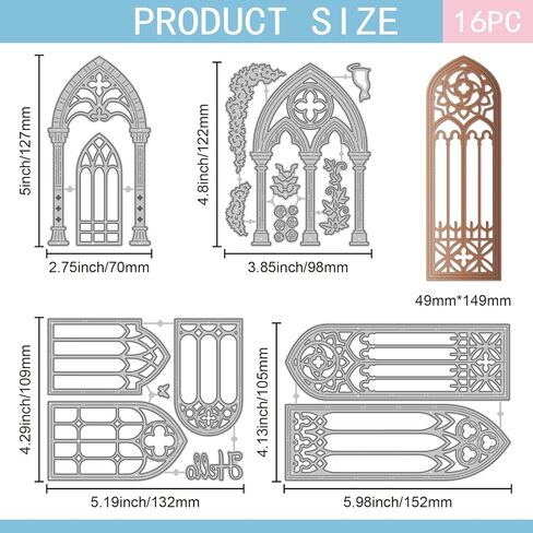 GLOBLELAND Gothic Arch Window Die Cuts Western Church Wedding Arch Door Cutting Dies for DIY Scrapbooking Paper Card Making Album Art Craft Decoration in Kuwait