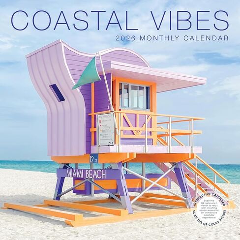 Beach Calendar 2026 | Tropical Beaches & Caribbean Islands | 2026 Wall Calendar | Marble City Press |12" x 24" Open | Sustainable & Plastic Free | Thick & Sturdy Art Paper | Coastal Vibes | Cute Beach Decor for Gifts & Rentals | Calming Ocean Views in Saudi Arabia
