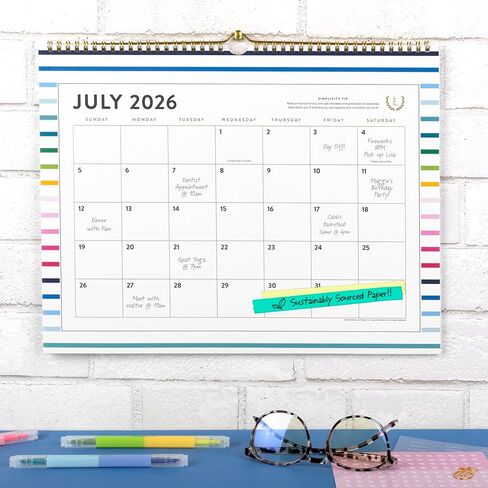 مبسط بواسطة Emily Ley لـ AT-A-GLANCE® Academic 2026-2027 تقويم الحائط الشهري، شريط سعيد، متوسط، 12 بوصة × 15 بوصة in Kuwait