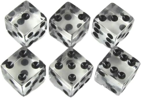 Clear Transparent Dice D6 16mm Set of 6 by Koplow Games in Saudi Arabia
