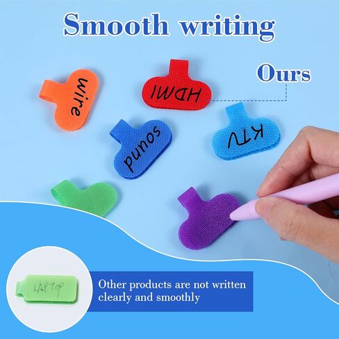 Multi-Color Cable Labels,40 Pcs Cord Labels for Electronics Reusable Cable Tags and Wire Tags for Computers Management Identification Writable Surface (8 Colors) in Kuwait