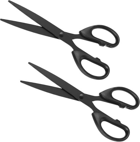 7 Inch Scissors, 2 PCS All Purpose Black Office Scissor, Stainless Steel Blade Shear Scissor, Straight Handle Shears for Paper Office Sewing, Percise Cutting Scissors for Home School DIY Craft in Saudi Arabia