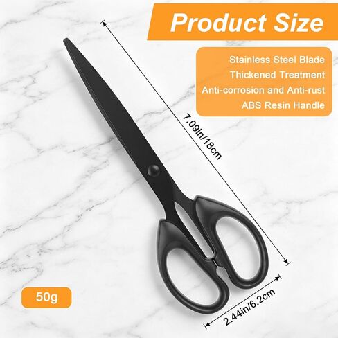 7 Inch Scissors, 2 PCS All Purpose Black Office Scissor, Stainless Steel Blade Shear Scissor, Straight Handle Shears for Paper Office Sewing, Percise Cutting Scissors for Home School DIY Craft in Saudi Arabia
