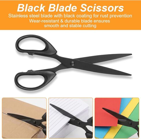 7 Inch Scissors, 2 PCS All Purpose Black Office Scissor, Stainless Steel Blade Shear Scissor, Straight Handle Shears for Paper Office Sewing, Percise Cutting Scissors for Home School DIY Craft in Saudi Arabia
