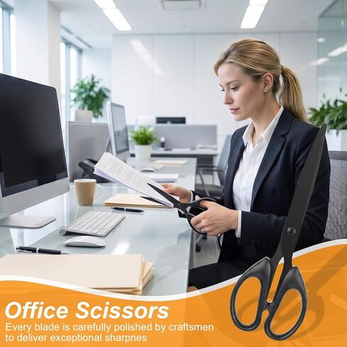 7 Inch Scissors, 2 PCS All Purpose Black Office Scissor, Stainless Steel Blade Shear Scissor, Straight Handle Shears for Paper Office Sewing, Percise Cutting Scissors for Home School DIY Craft in Saudi Arabia