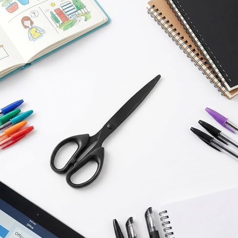 7 Inch Scissors, 2 PCS All Purpose Black Office Scissor, Stainless Steel Blade Shear Scissor, Straight Handle Shears for Paper Office Sewing, Percise Cutting Scissors for Home School DIY Craft in Saudi Arabia