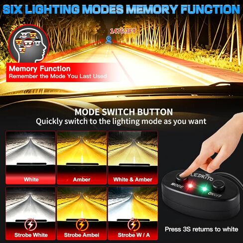 20In LED Light Bar and 2PCS 4In LED Cube Pod Lights Amber White 6Mode Strobe Spot Flood Combo Dual Color OffRoad Driving Work Light Bar with Memory Reset Function for ATV UTV SUV Trucks Pickup in Saudi Arabia