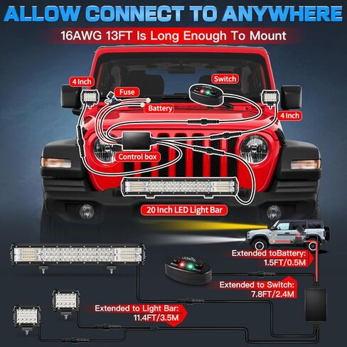 20In LED Light Bar and 2PCS 4In LED Cube Pod Lights Amber White 6Mode Strobe Spot Flood Combo Dual Color OffRoad Driving Work Light Bar with Memory Reset Function for ATV UTV SUV Trucks Pickup in Saudi Arabia