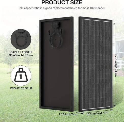 100 Watt Solar Panel 12V/24V High-Efficiency Monocrystalline Solar Panel, 12BB Solar Cells, for Home RV Marine Farm Battery and Other Off-Grid Applications in Kuwait