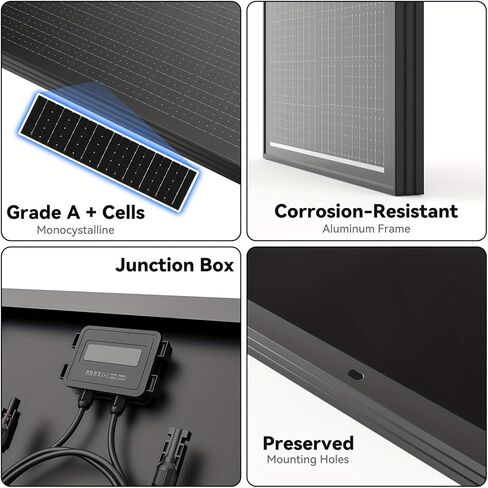 100 Watt Solar Panel 12V/24V High-Efficiency Monocrystalline Solar Panel, 12BB Solar Cells, for Home RV Marine Farm Battery and Other Off-Grid Applications in Kuwait