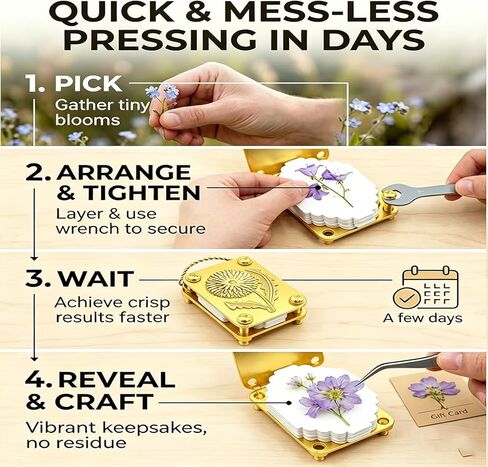 Mini Flower Press Keychain,Miniature Flowers Press Kit, Metal Pocket Flower Pressing, with Secure Straps for Hikes, DIY Crafts Gift for Plant Lovers in Saudi Arabia