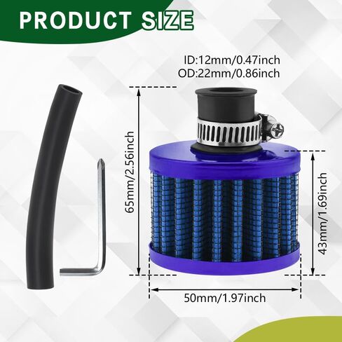 212cc Air Filter Valve Cover Breather Filter, Air Filter Exhaust Pipe Kit Compatible with Predator 196cc 6.5hp Coleman CT200U BT200X CT200U-EX Baja Warrior MB200 GX160 GX200 Mini Bike (Blue) in Saudi Arabia