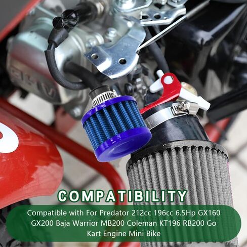 212cc Air Filter Valve Cover Breather Filter, Air Filter Exhaust Pipe Kit Compatible with Predator 196cc 6.5hp Coleman CT200U BT200X CT200U-EX Baja Warrior MB200 GX160 GX200 Mini Bike (Blue) in Saudi Arabia