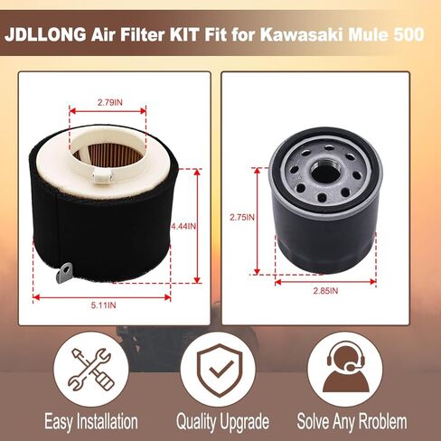 11029-1004 Air Filter Tune Up Ki Fit for Kawasaki Mule 500 520 550 600 610 2500 2510 2520 KAF300 KAF400 KAF620A KAF620B Mule SX 4x4 XC SE with 49065-2078 Oil Filter in Kuwait