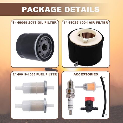 11029-1004 Air Filter Tune Up Ki Fit for Kawasaki Mule 500 520 550 600 610 2500 2510 2520 KAF300 KAF400 KAF620A KAF620B Mule SX 4x4 XC SE with 49065-2078 Oil Filter in Kuwait