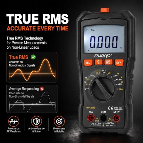 Digital Multimeter 5999 Counts TRMS, Auto-Ranging Voltage Tester with Temperature, Continuity, Capacitance, LED Flashlight, CAT III 600V in Saudi Arabia