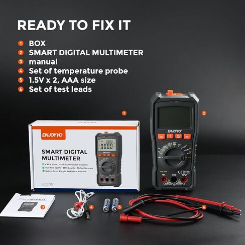 Digital Multimeter 5999 Counts TRMS, Auto-Ranging Voltage Tester with Temperature, Continuity, Capacitance, LED Flashlight, CAT III 600V in Saudi Arabia