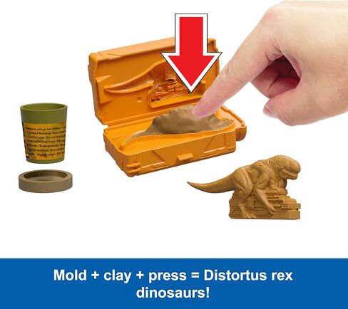 مجموعة اللعب الحسية Mattel Jurassic World Distortus Rex Lab مع 8 شخصيات صغيرة، نموذج الطين وميزات الدوران والبوب ​​في علبة قابلة للطي (حصريًا لأمازون) in Kuwait