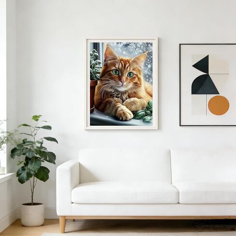 MOMDEDP cat Diamond Art Kits for Adults, 5D Diamond Painting Kit for Beginner, DIY Full Drill Landscape Diamond Art, Home Wall Decor 12x16inch in Kuwait