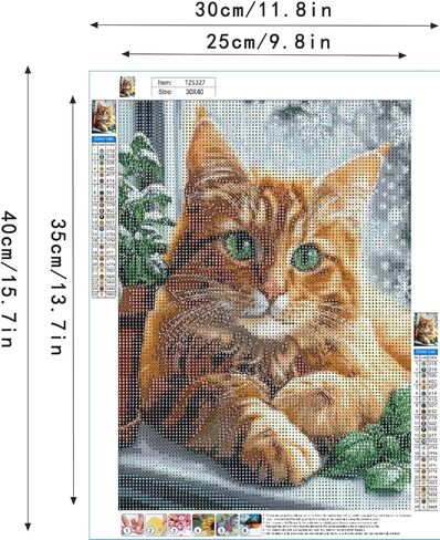 MOMDEDP cat Diamond Art Kits for Adults, 5D Diamond Painting Kit for Beginner, DIY Full Drill Landscape Diamond Art, Home Wall Decor 12x16inch in Kuwait
