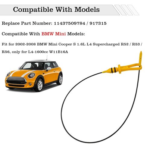 11437509784 Engine Oil Dipstick, Measuring Rod Dip Stick for Checking Oil Level, Compatible with 2002-2008 BMW Mini Cooper S 1.6L L4 R52 R53 R56 W11B16A, Replace 917315 in Saudi Arabia