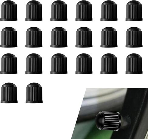20Pcs Tire Valve Stem Caps, Plastic Valve Stem Caps with O Rubber Seal, Dustproof Airtight Seal Wheel Stem Covers, Universal Air Caps Covers for Trucks Motorcycles Bicycles SUVs (Black) in Saudi Arabia