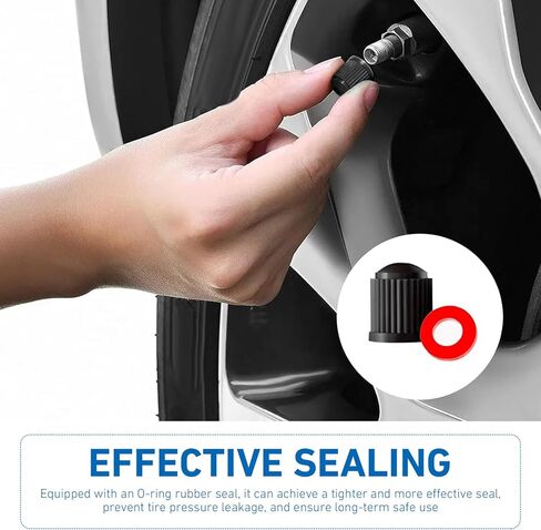 20Pcs Tire Valve Stem Caps, Plastic Valve Stem Caps with O Rubber Seal, Dustproof Airtight Seal Wheel Stem Covers, Universal Air Caps Covers for Trucks Motorcycles Bicycles SUVs (Black) in Saudi Arabia