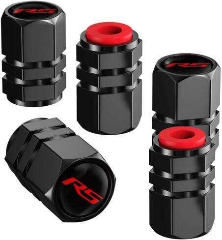 5PCS Car Tire Valve Stem Cap Dust Cover Air Dust Wheel Rim Cap Cover Compatible with Camaro Equinox Trax Cruze Malibu Impala Volt Grand RS Accessories (R RED) in Saudi Arabia