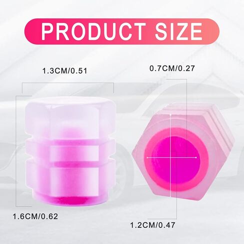 Miytsya 8 PCS Luminous Wheels Cap Tire Valve Stem, Glow Luminous at Night, Air Caps Cover Fluorescent, Illuminated Auto Car Wheel Valve Stem Caps Cover for Car, SUV, Motorcycle, Truck, Vehicle (Pink) in Saudi Arabia