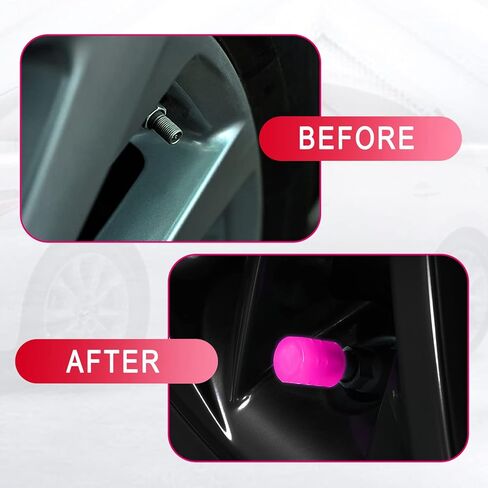 Miytsya 8 PCS Luminous Wheels Cap Tire Valve Stem, Glow Luminous at Night, Air Caps Cover Fluorescent, Illuminated Auto Car Wheel Valve Stem Caps Cover for Car, SUV, Motorcycle, Truck, Vehicle (Pink) in Saudi Arabia