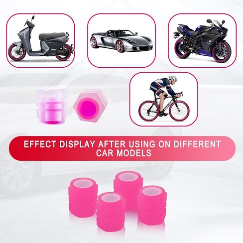 Miytsya 8 PCS Luminous Wheels Cap Tire Valve Stem, Glow Luminous at Night, Air Caps Cover Fluorescent, Illuminated Auto Car Wheel Valve Stem Caps Cover for Car, SUV, Motorcycle, Truck, Vehicle (Pink) in Saudi Arabia