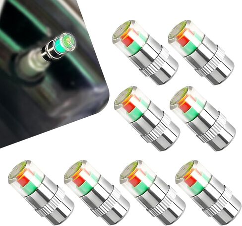 4 PCS Tire Pressure Monitor Valve Stem Caps, 2.4Bar 36PSI Tire Pressure Monitor Valve Stem Cap Sensor Indicator, 3-Color Eye Alert Valves Caps, Universal for Most Cars in Saudi Arabia
