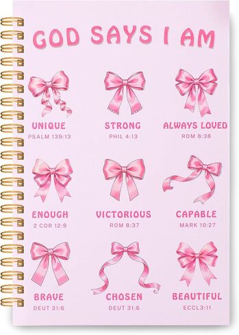 Bible Journal for Women, Christian Prayer Journal Notebook for Teen Girls, Pink Bible Study Supplies, Cute Church Faith Journaling, Coquette Pink Bow Hardcover Spiral Notebook(5.5" x 8.5") in Saudi Arabia