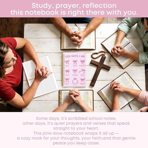 Bible Journal for Women, Christian Prayer Journal Notebook for Teen Girls, Pink Bible Study Supplies, Cute Church Faith Journaling, Coquette Pink Bow Hardcover Spiral Notebook(5.5" x 8.5") in Saudi Arabia