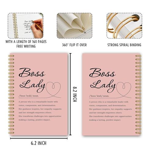 BEHIFL Boss Lady Gifts دفتر ملاحظات حلزوني، هدايا تقدير رئيسه للنساء مجلة أنثى، مجلة ملهمة لقائدة المكتب الوردي، 5.5 × 8.3 بوصة in Kuwait