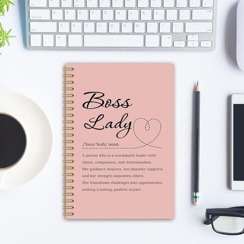 BEHIFL Boss Lady Gifts دفتر ملاحظات حلزوني، هدايا تقدير رئيسه للنساء مجلة أنثى، مجلة ملهمة لقائدة المكتب الوردي، 5.5 × 8.3 بوصة in Kuwait