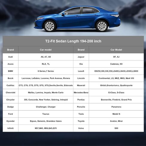 Car Cover Waterproof All Weather, Full Exterior Sedan Cover Universal Fit Chevrolet Impala, Chrysler 300 Series,Mercedes-Benz S-Class, BMW 7 Series, Porsche Panamera etc, See Chart(Length 204"-208"). in Saudi Arabia