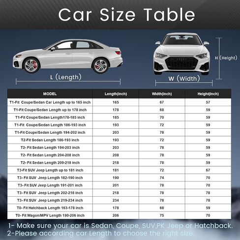 Car Cover Waterproof All Weather, Full Exterior Sedan Cover Universal Fit Chevrolet Impala, Chrysler 300 Series,Mercedes-Benz S-Class, BMW 7 Series, Porsche Panamera etc, See Chart(Length 204"-208"). in Saudi Arabia