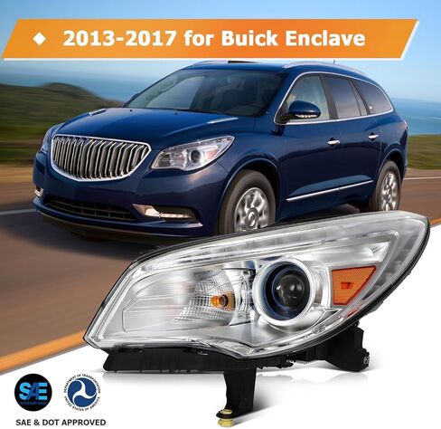 Headlight Assembly Fit 2013-2017 for Enclave Driver Side Headlight Chrome Housing Amber Reflector 84026394 in Kuwait