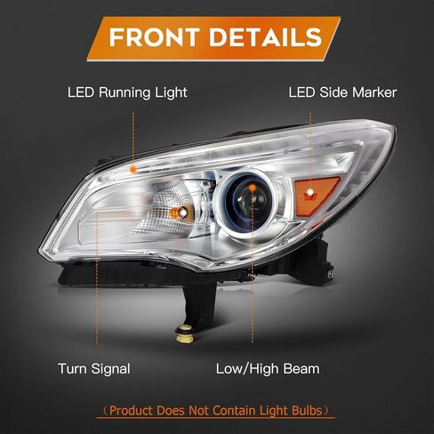 Headlight Assembly Fit 2013-2017 for Enclave Driver Side Headlight Chrome Housing Amber Reflector 84026394 in Kuwait