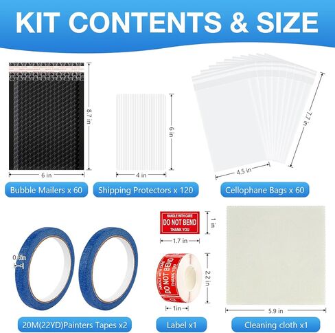 Fayoo 244Pcs Trading Card Shipping Supplies Kit, 60 Waterproof Bubble Mailers with 120 Professional Card Shipping Protectors, Mailing Kit for Sports Cards, Graded Slabs, TCG, Postcards & Sells in Saudi Arabia