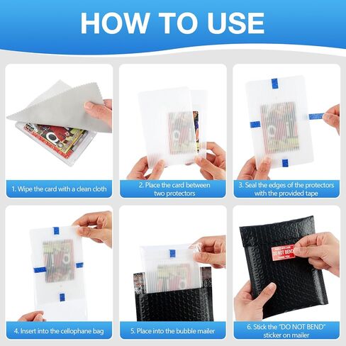 Fayoo 244Pcs Trading Card Shipping Supplies Kit, 60 Waterproof Bubble Mailers with 120 Professional Card Shipping Protectors, Mailing Kit for Sports Cards, Graded Slabs, TCG, Postcards & Sells in Saudi Arabia