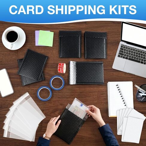 Fayoo 244Pcs Trading Card Shipping Supplies Kit, 60 Waterproof Bubble Mailers with 120 Professional Card Shipping Protectors, Mailing Kit for Sports Cards, Graded Slabs, TCG, Postcards & Sells in Saudi Arabia