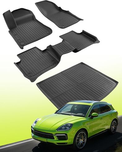 Floor Mats for Porsche Cayenne 2019-2025 2026, All Weather Cargo Liner for Cayenne, Custom Fit TPE Rubber Car Floor Liners with Trunk Mat, 4PCS Set Black Waterproof Interior Protection Car Accessories in Saudi Arabia